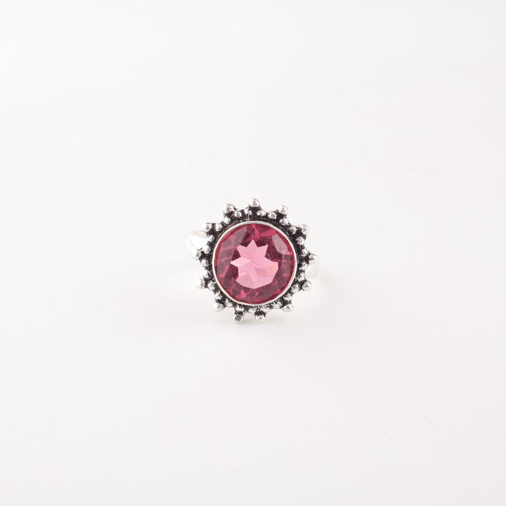 Драгоценный камень Розовый Турмалин Ювелирные изделия из серебра 925 пробы Ручной работы Кольцо Подарок для мамы RR-7-13
