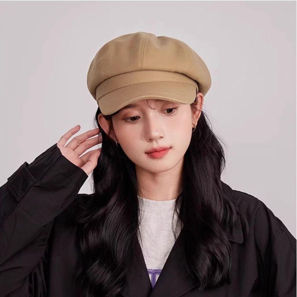 Solid Color Retro Berets Hat Duck Tongue Painter Cap Fashion Vintage Newsboy Cap Girls