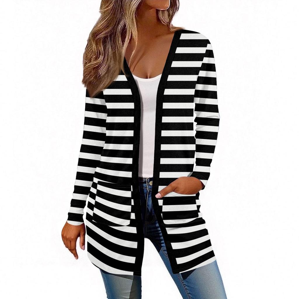 Women's Long Sleeve Cardigan Casual Jacket With Pockets Top