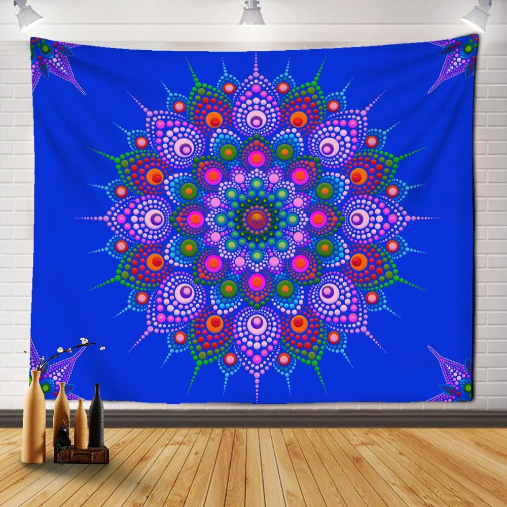 Гостиная в стиле бохо Психоделическое колдовство Общежитие Простыни Домашний декор Красочные Мандала Гобелен Настенный декор