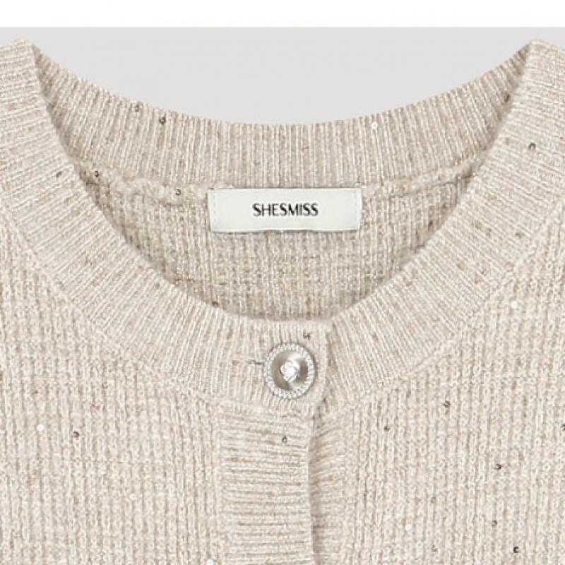 She S miSS Glitter Pocket Round Neck Cardigan SSkcdo41110 Ot