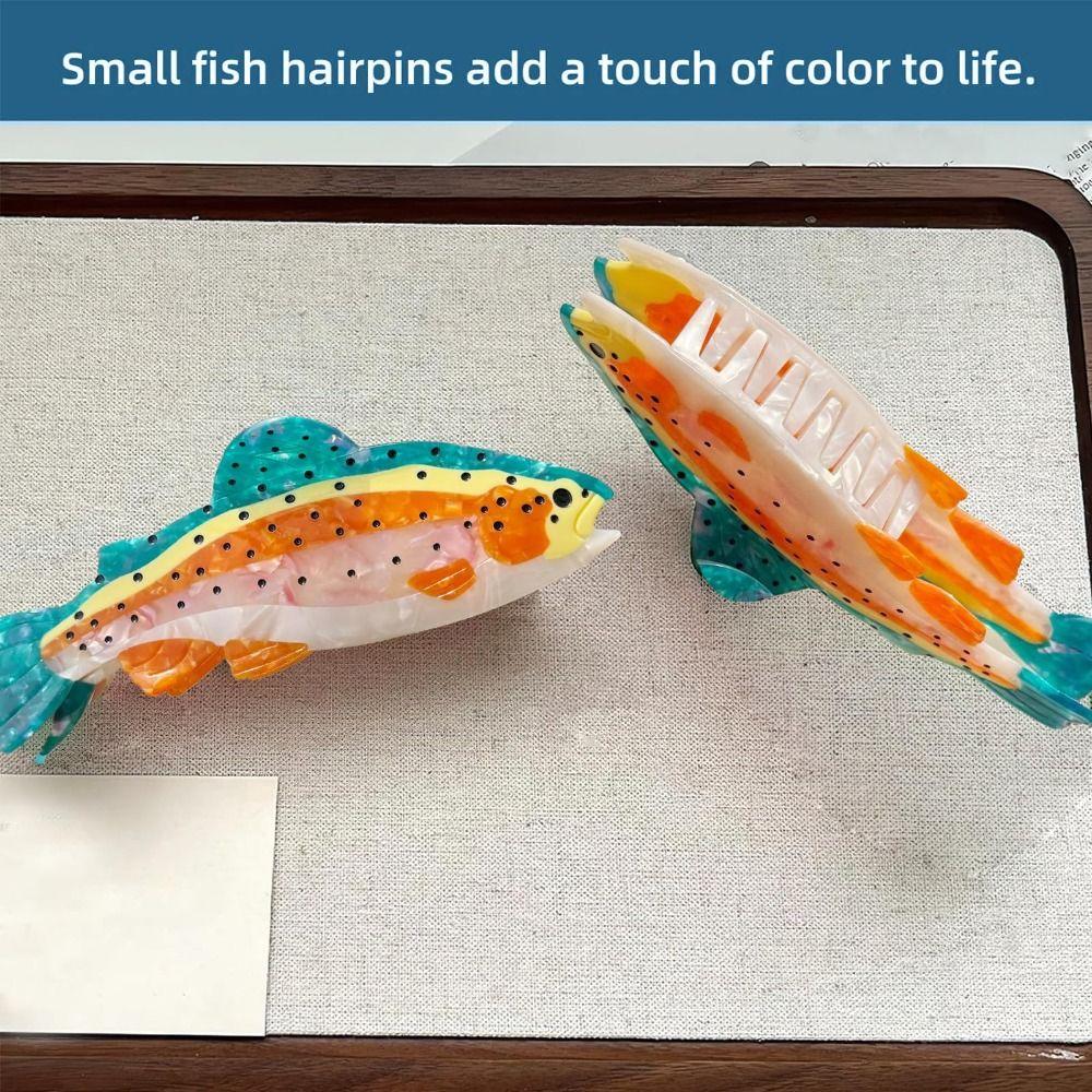 Acetate Small Claw Hairpin Thick Hair Compatible Barrettes Cute Salmon Fish Hair Clip Girl