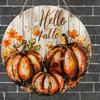 2d Flat 20*20cm, Home Autumn Decoration, Hello Autumn, Pumpkin Wooden Circular Logo, Creative Decorative Board, for Home, Garden, Office, Bar Decor.