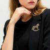 Retro Rocking Horse Brooch Vintage Style Horse Lapel Pin Alloy Horse Brooch Pin with Floral Patterns for Men Women Coat Scarf Hat Outfit Accessory