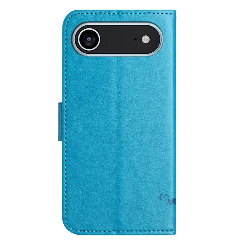 For iPhone 17 Air Case Wallet Stand Imprinted Butterfly Flower PU Leather Phone Cover