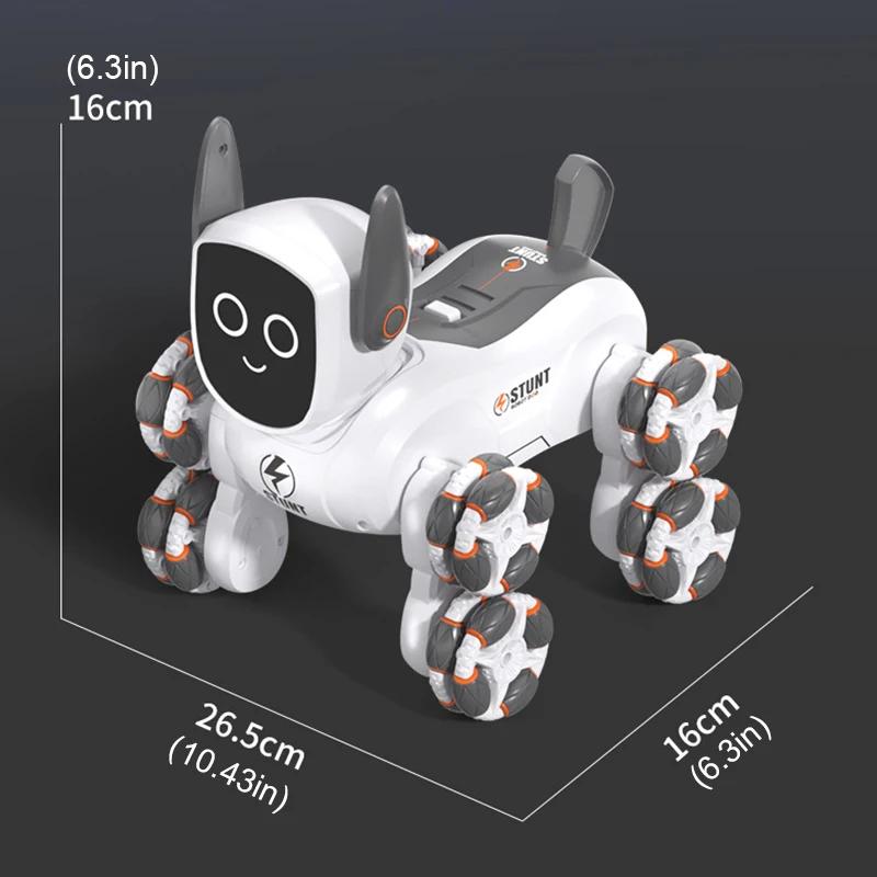 Нетоксичный Q193 Интеллектуальный Голосовой Механический RC Собака Индукция Жестов Пульт Дистанционного Управления Игрушка Восемь Колес Четыре Колеса Трюковые Животные Игрушки Для Детей