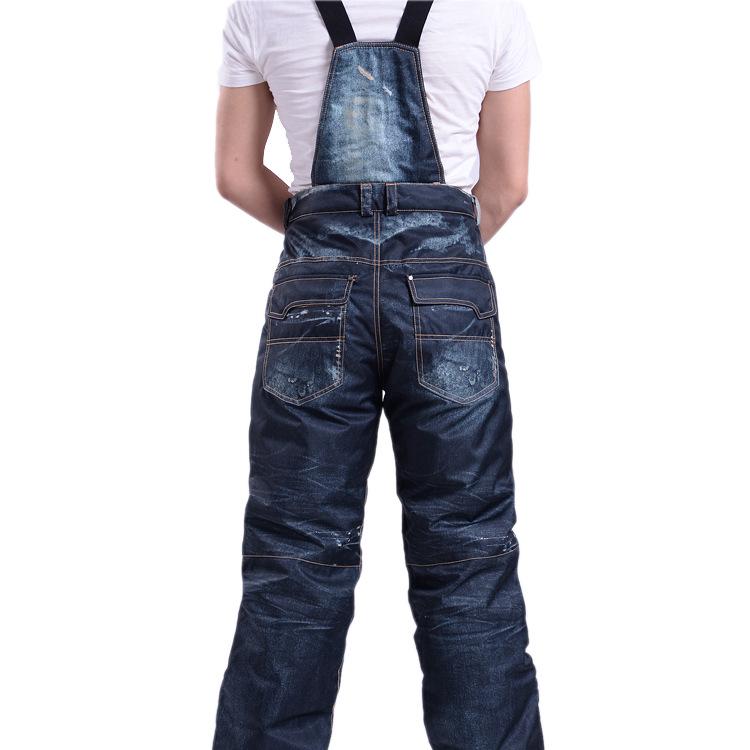 Windproof Waterproof Jeans-Style Ski Pants: Thick, Warm, and Wear-Resistant Cotton Fabric.