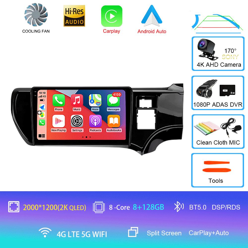 Автомобильное радио Android 14 Carplay Auto WIFI+4G мультимедийный проигрыватель для Toyota Aqua LHD RHD 2011 - 2017 Автомагнитола Стерео 2din Головное устройство