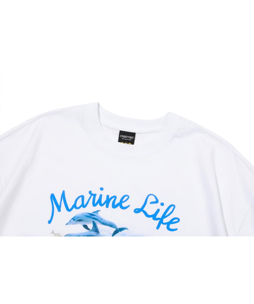 CPGN STUDIO Dtp Marine Dolphin Short Sleeve T-Shirt White