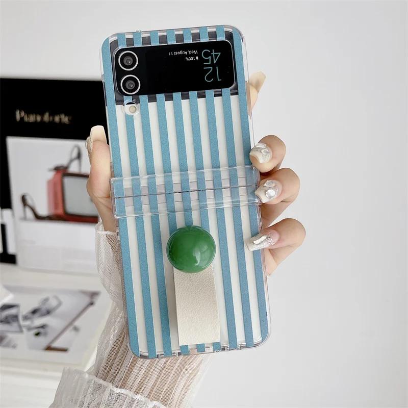 Чехол для Samsung Galaxy Z Flip 3 4 5 6 ZFlip5 Z Flip5 ZFlip 5 Милый клетчатый чехол-кольцо-подставка Противоударная задняя крышка