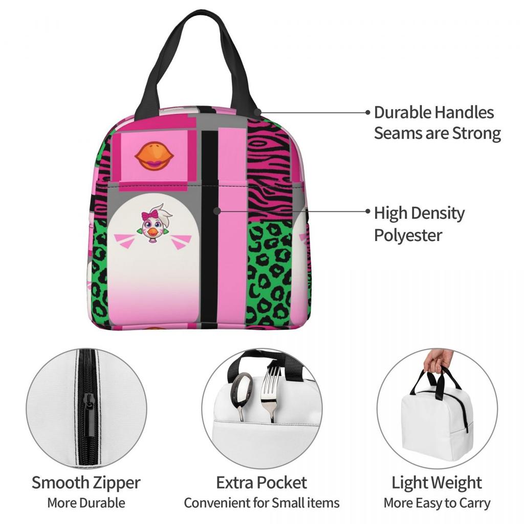 Glamrock Chica Fazbear Entertainment Insulated Lunch Bag for Women Office Cooler Thermal Food Box Tote Lunch Boxes Container