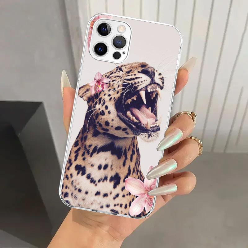 Розовый чехол для телефона с леопардовым принтом для iPhone 17 Air 16 15 Plus 14 13 Mini 12 11 Pro Max 16E 7 8 SE 2020 Мягкий чехол Funda Print Shell 17 Ai
