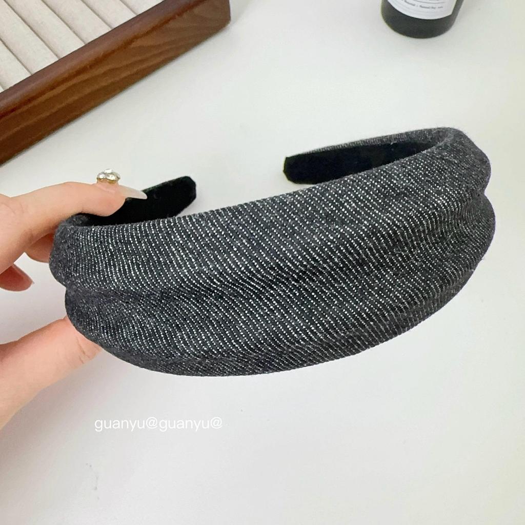 Женская широкая повязка на голову с джинсовой текстурой: Элегантный, Универсальный Аксессуар для Волос