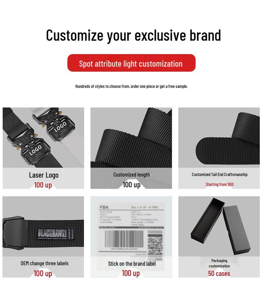 Cross-border Cobra Tactical Belt: Outdoor Military Leather Belt with Alloy Insert Buckle