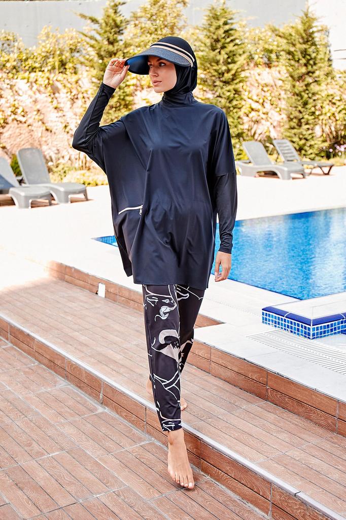 Женский Мусульманский Скромный Исламский Полный Чехол Буркини Пляжный Купальный Костюм Купальники Хиджаб Пляжная Одежда Купальник 3 шт.