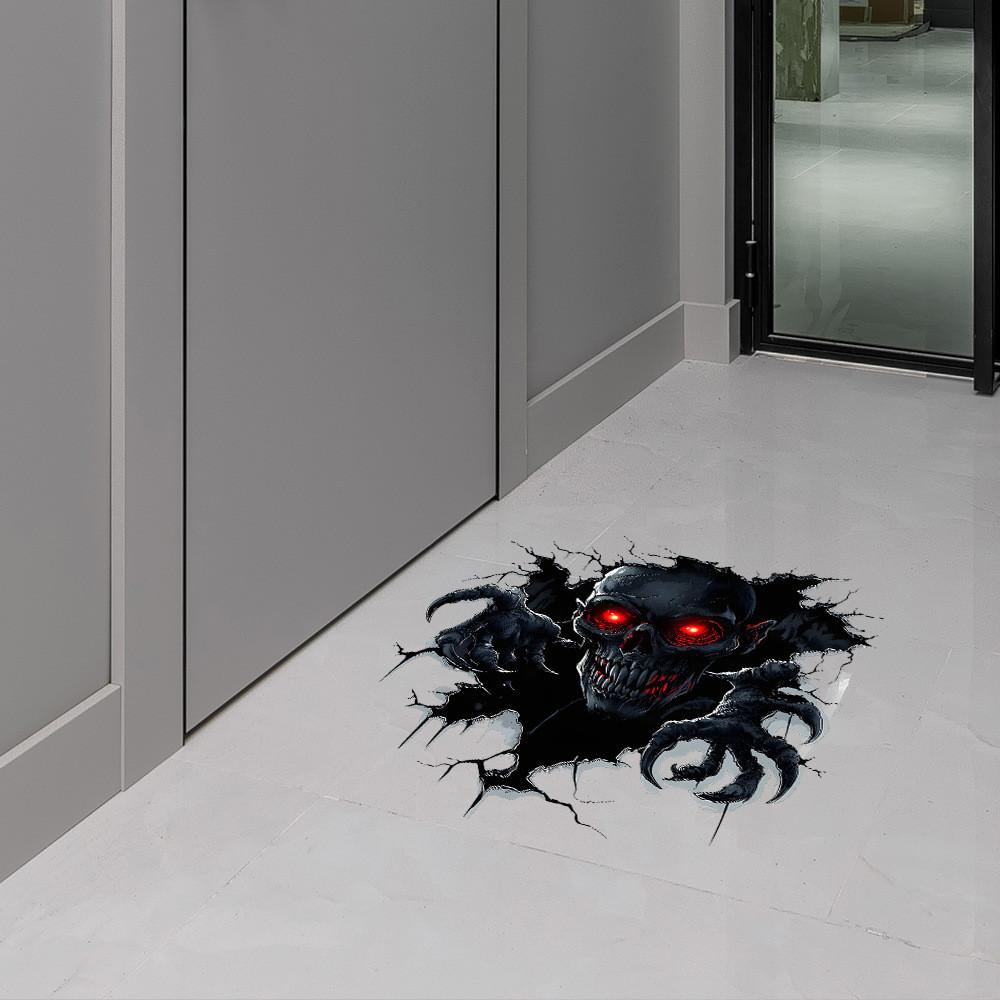Wall Halloween Scary Breaking Skull Bedroom Living Room Home Stickers Decoration