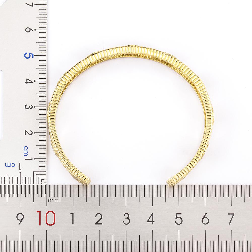 Nidin Creative Design Gold Plated Round Shape Hollow Design Open Bangle Adjustable For Women Men Cubic Zircon Cuff Jewelry Gift