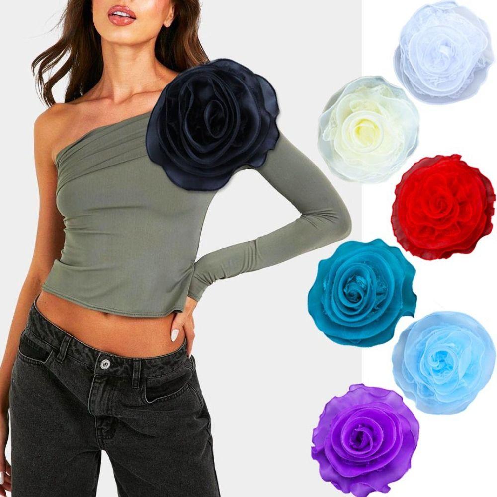 Multi-layer Yarn Rose Flower Brooch Organza Multi-Layer Floral Brooch for Women