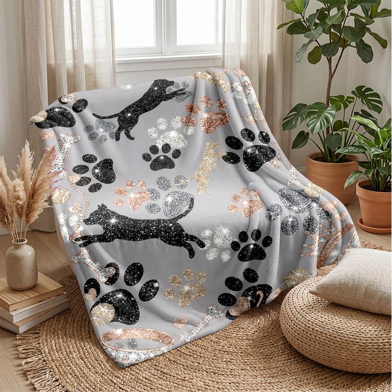Galactic Puppies Pattern Theme blanket Lightweight Warm Flannel Blanket Decorative Throw Blanket for Home Decoration