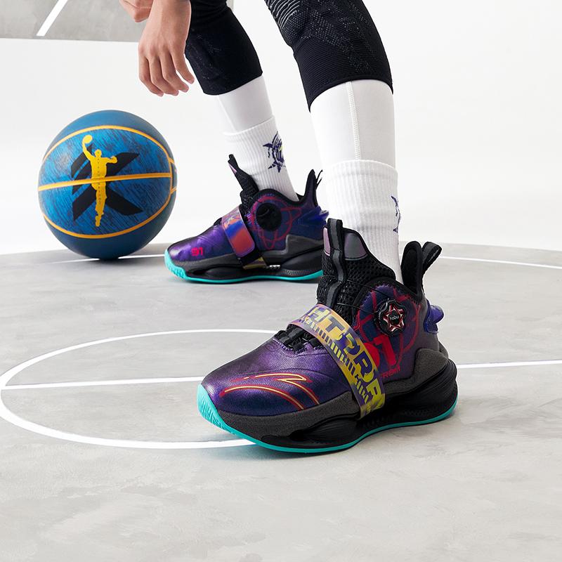 Anta Kids Mesh Non-Slip Shock Absorbing Wear-Resistant Breathable Sports Casual Shoes Kids Sneakers Black Red 312241110-10