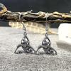 Nordic Runes Triquetra Fox Drop Earrings Women Retro Stainless Steel Female Amulet Vikings Trinity Ear Pendant Icelandic Jewelry