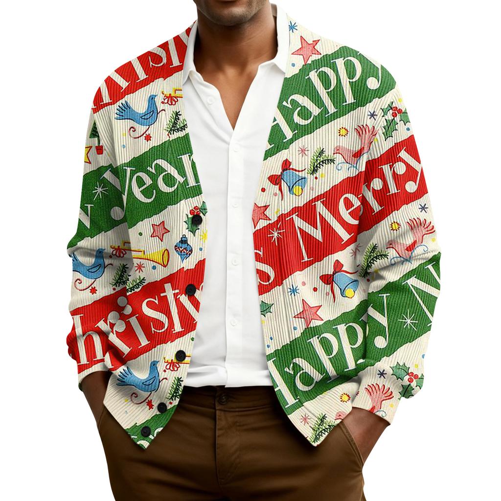 Мужской кардиган с длинным рукавом, рубчатой вязки