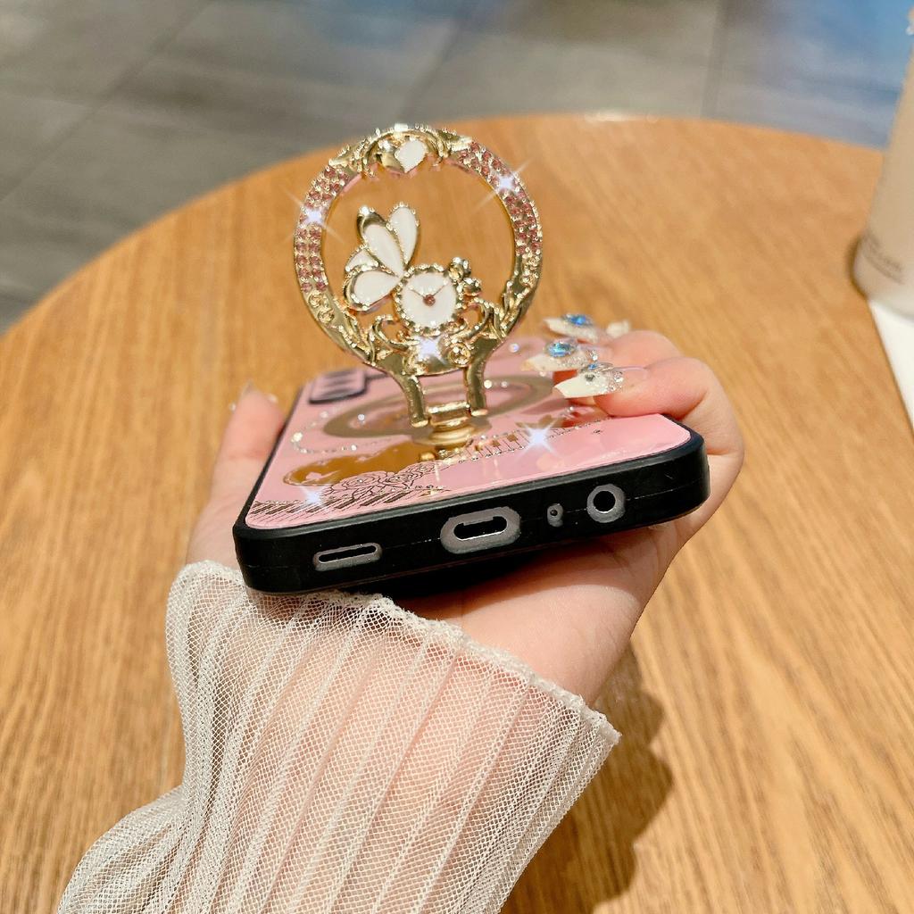 For Samsung Galaxy A16 5G/A16 4G Magnetic Case Kickstand TPU + PC Rhinestones Decor Phone Cover