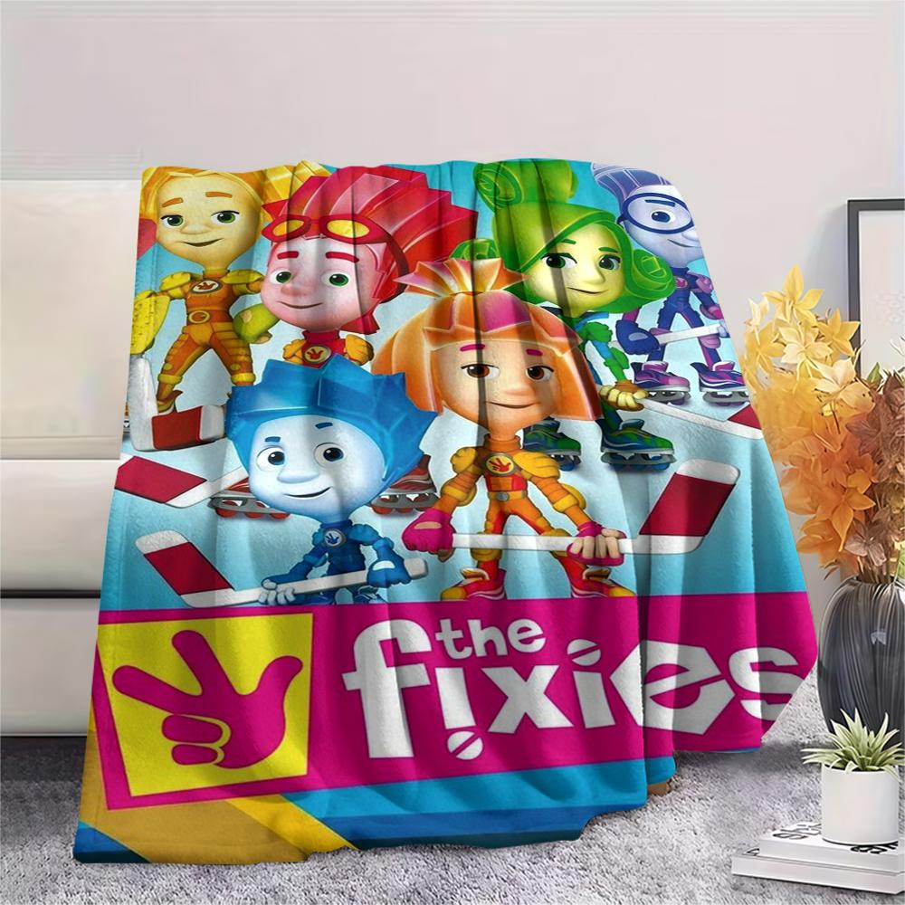 1 шт. Фланелевое одеяло с принтом Фиксиков, Высокое качество, Комфортное для всех сезонов, Декор для дома, Тепло и уют, Идеально для подарков