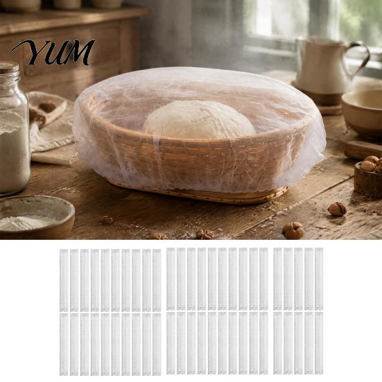 Sourdough Proofing Basket Covers Non-woven Banneton Liners, Disposable Stretchable Fermentation Covers, Baking for High Moisture Dough Non Stick Hoods