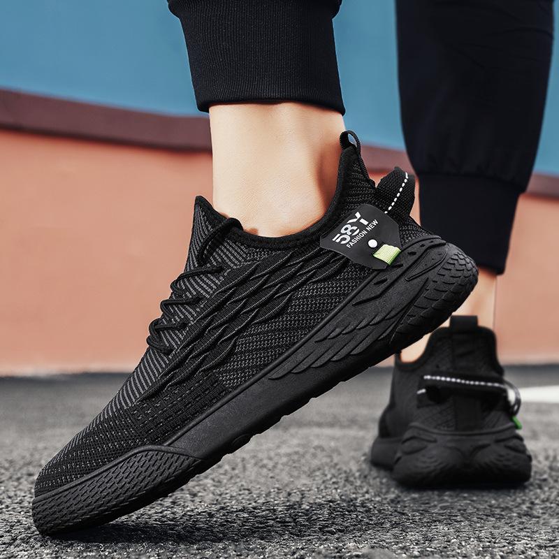 Flying woven men's shoes summer versatile mesh running breathable soft sole sports and leisure dad tide shoes 2024 new