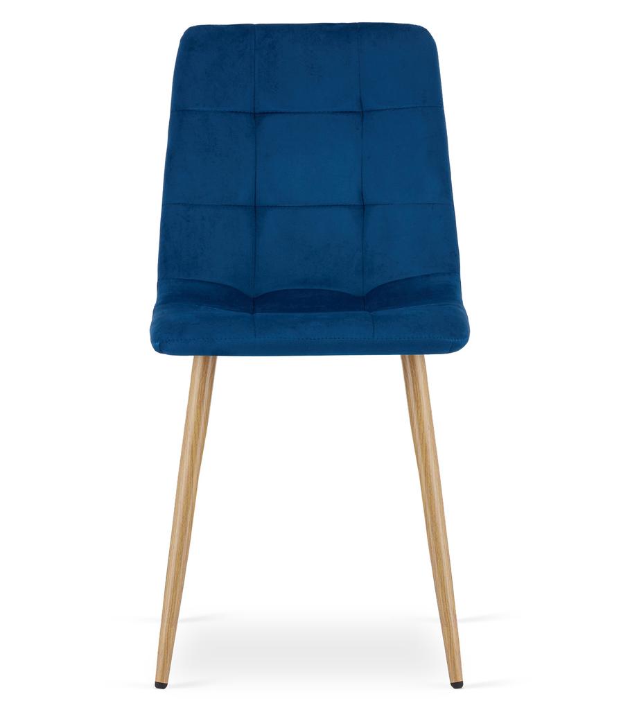 Kara Chair - Navy Blue Velvet / Wood-Colored Legs X 2