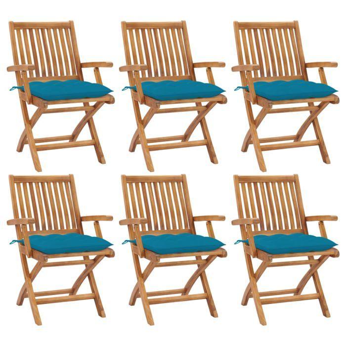Maison Exclusive - Chaises pliables de jardin avec coussins lot de 6 Bois de teck