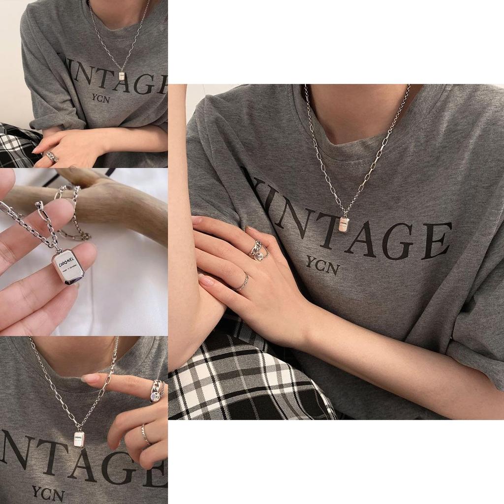 Ins Style Silver Plated Cross Crown Roman Numeral Necklace For Women Trendy Geometric Fashion Accessory