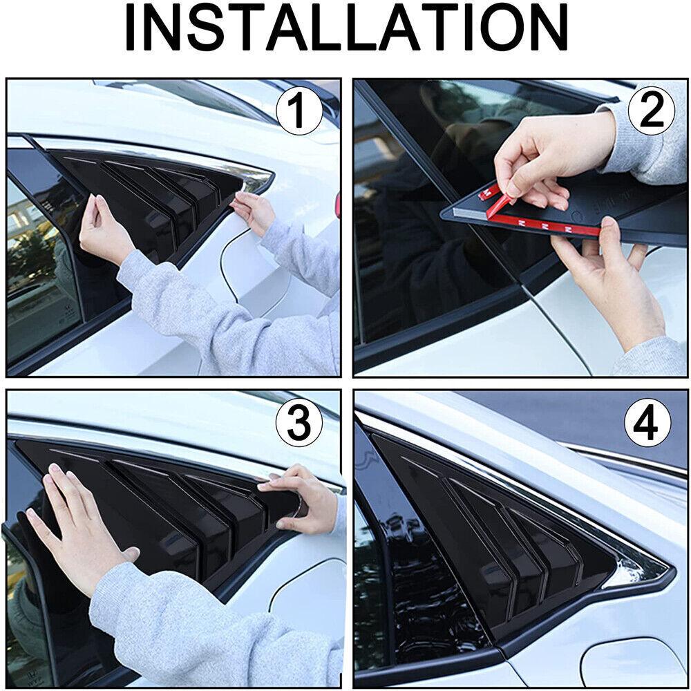 For Honda Civic 11th Gen Sedan 2025 Car Rear Louver Window Side Shutter Cover Trim Sticker Vent Scoop ABS Carbon Fiber Black