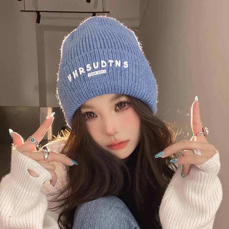 Женская осенне-зимняя новая корейская версия универсальной сокровищницы теплая вязаная шапка с надписью студенческая маленькая модная шапка для женщин
