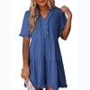 2025 Spring and Summer New Style Ruffled V-neck Short-sleeved Layered Big Swing Dress Women