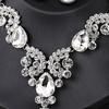 1 комплект ювелирных изделий, ожерелье, серьги, роскошные стразы, изысканное сверкающее ожерелье с подвеской в ​​тон, длинные висячие серьги на шею невесты