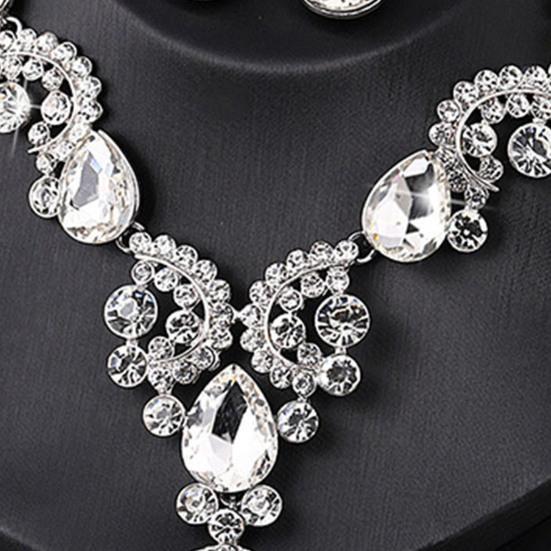 1 комплект ювелирных изделий, ожерелье, серьги, роскошные стразы, изысканное сверкающее ожерелье с подвеской в ​​тон, длинные висячие серьги на шею невесты