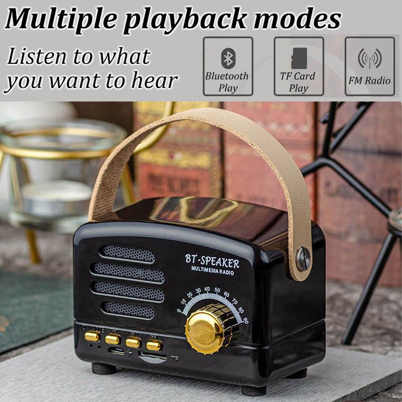 Ретро мини-FM-радио, классический FM-приемник, винтажный Bluetooth-динамик, тяжелый бас, сабвуфер, TF-плеер, перезаряжаемые радиоприемники в подарок