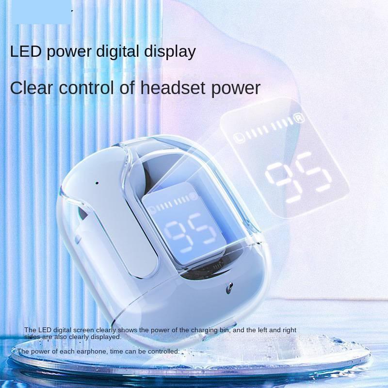 Bluetooth Headset Tws In-ear Digital Display Call Music Battery Life Portable Transparent Space Capsule Bluetooth 5.3