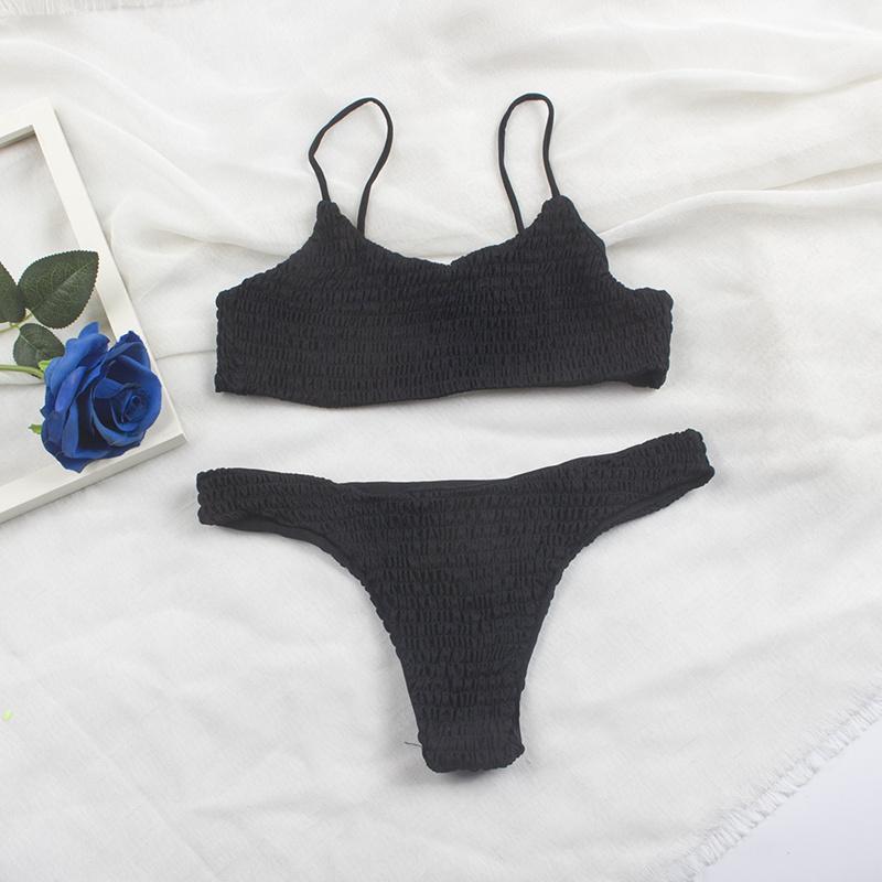 Сексуальные плиссированные бикини 2025 Mujer женский купальник купальники женский бразильский комплект бикини пляжная одежда высокий вырез купальный костюм 313