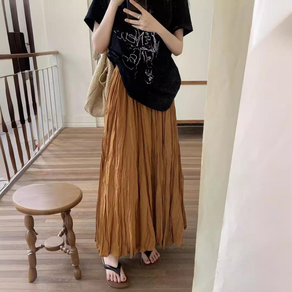 Skirt, Large Skirt, Pleated Skirt, Curved Skirt, Elasticated Waist, Crotch Pleated Skirt