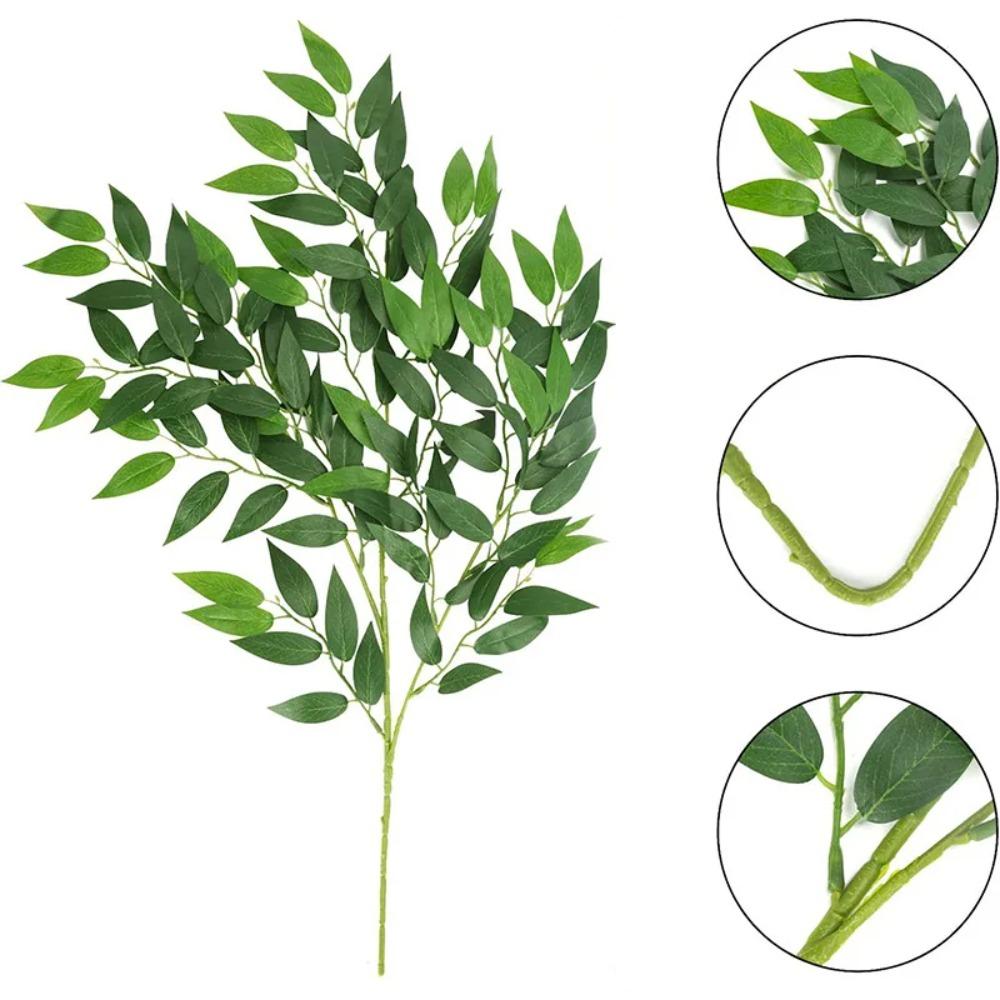 Real Touch 50cm Artificial Eucalyptus Leaf Plastic Fake Flowers Willow Leaf Green Grass Wedding