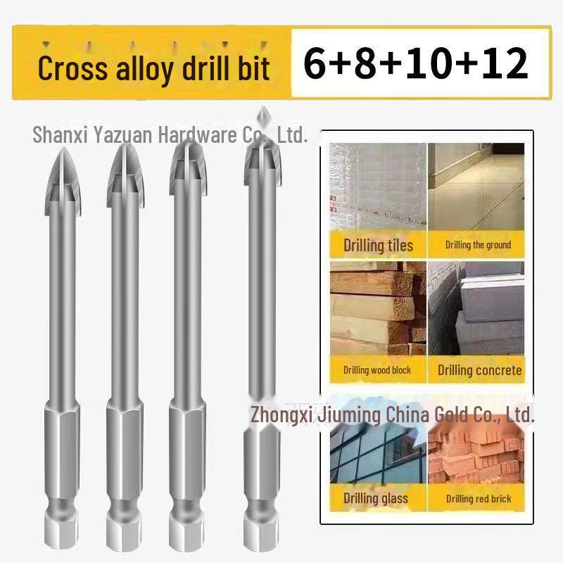 Четырехгранное твердосплавное крестовое сверло для плитки, камня, бетона и стекла