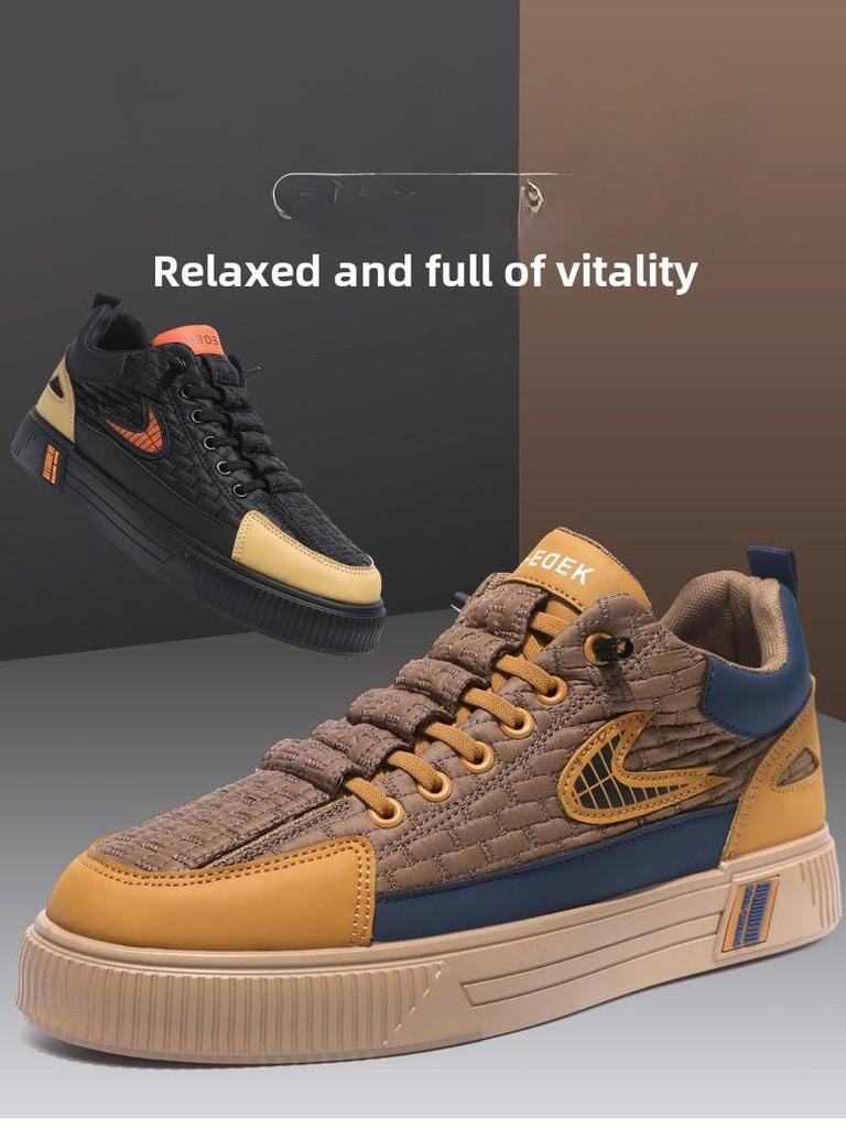 Мужские водонепроницаемые кожаные кроссовки Slip-On Casual Sneakers - спортивная обувь с толстой подошвой, увеличивающая рост, на осень