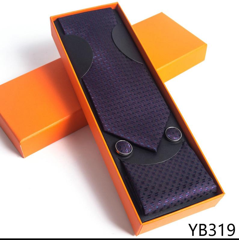 Мужской галстук с квадратной манжетой, подарочный набор в деловой повседневной оранжевой подарочной коробке