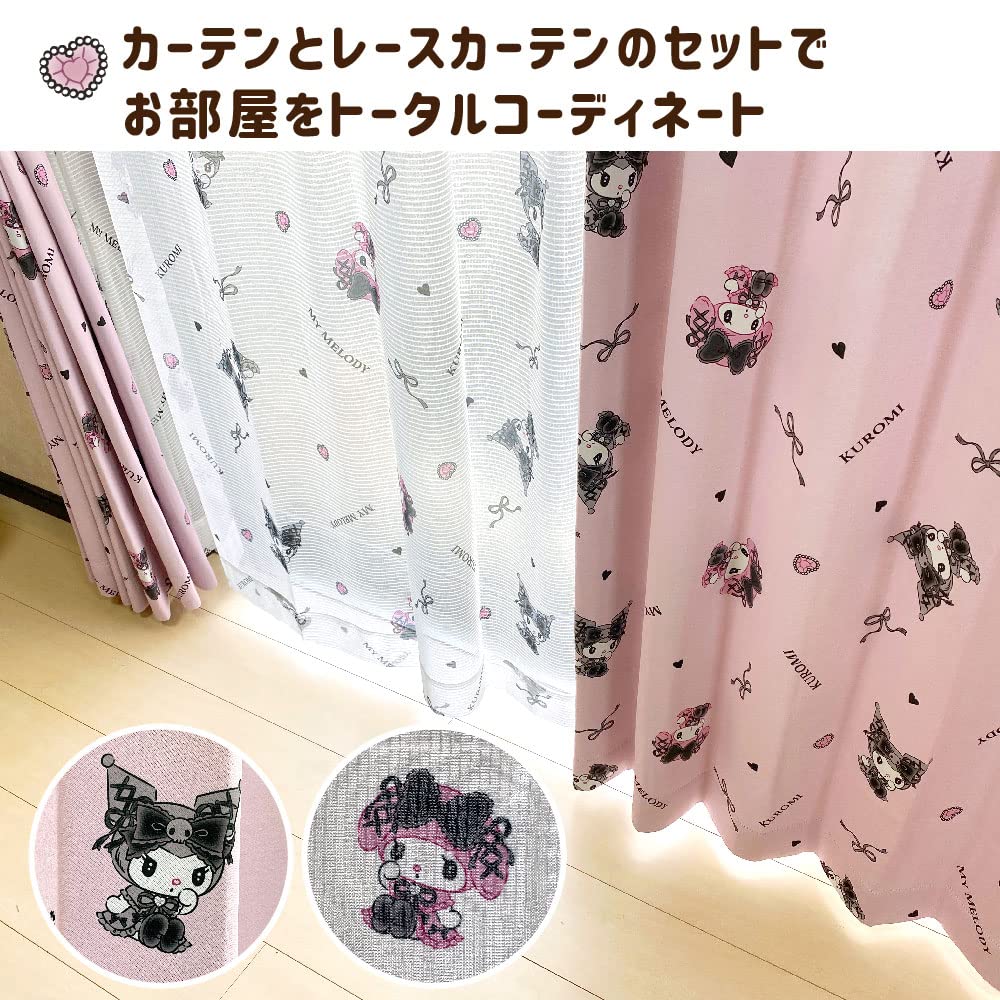 Sanrio Kuromi My Melody Midnight Mello Ткань Класс 2 Затемняющие Теплозащитные Шторы Комплект из 4 Штор Ширина 100 x 135 см Длина Sanrio SANRIO My Melody