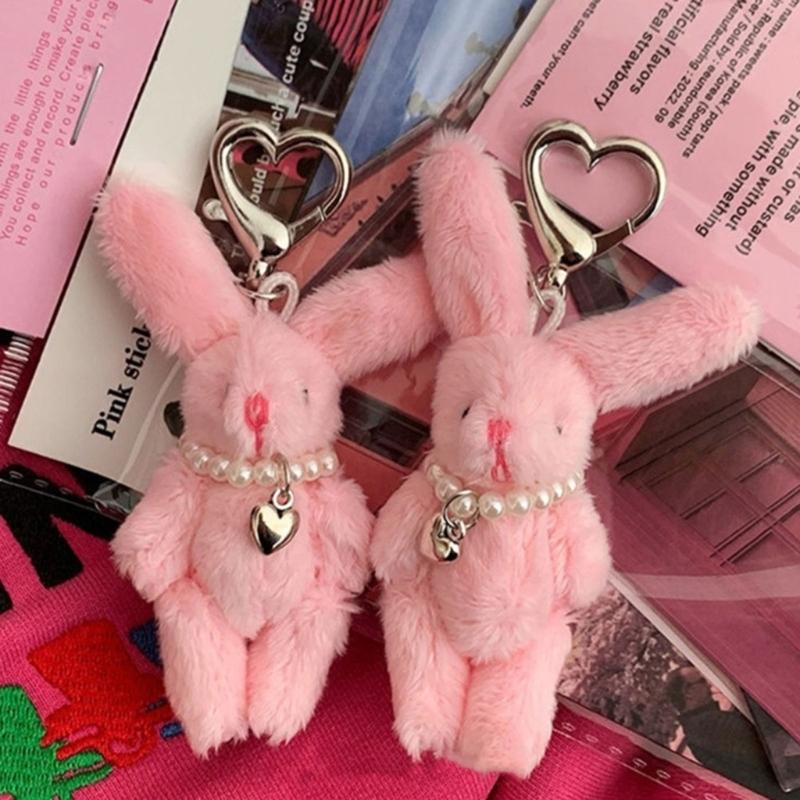 5pcs 4.5cm 6cm 5-color Soft Mini Joint Rabbit Pendant Plush Bunny For Keychain Bouquet Toy Doll DIY Ornaments Gifts