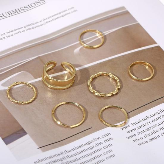 7 шт./комплект женских колец на палец, изысканный простой набор из цепочек и гладких костяшек