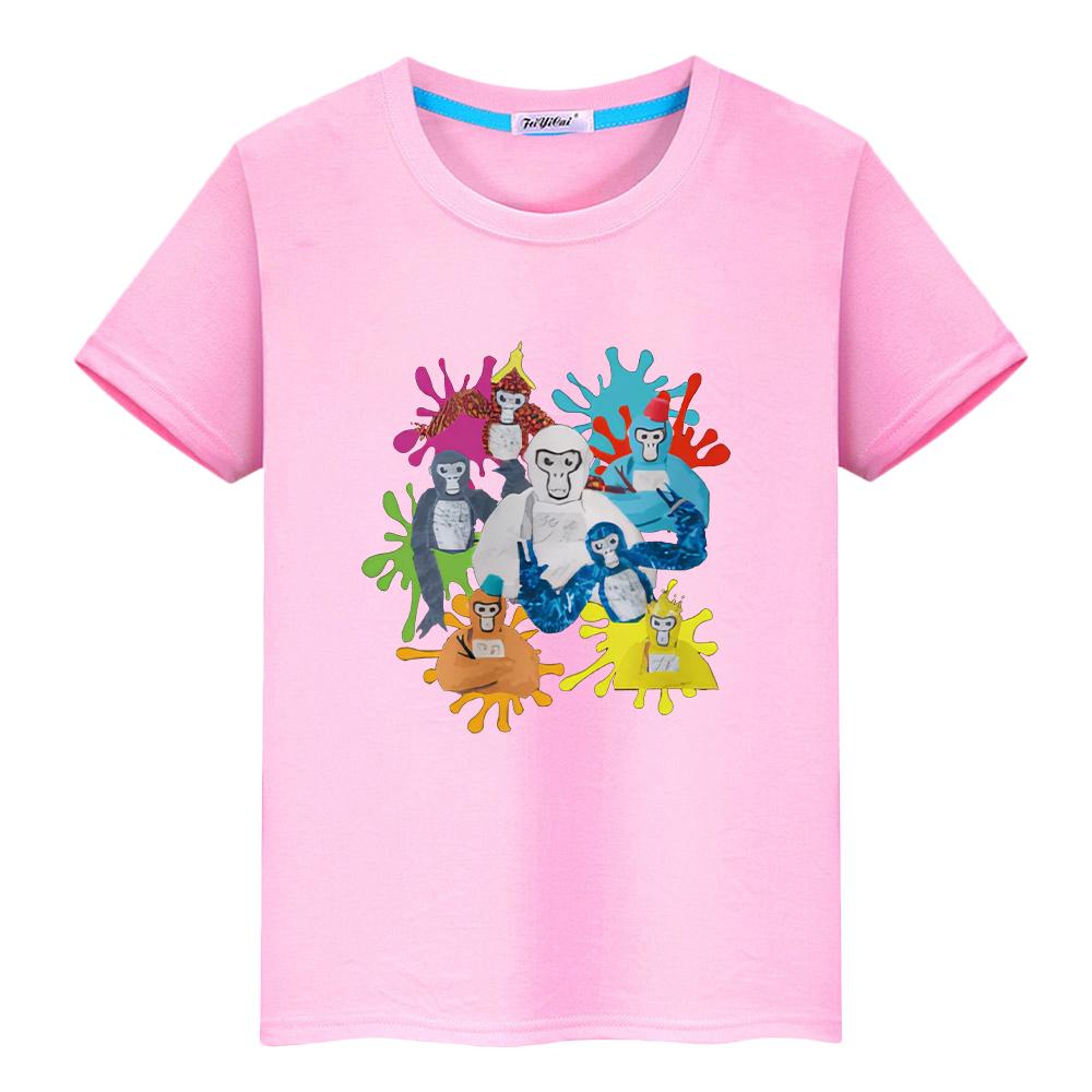 Футболка с принтом гориллы Kawaii для детей, мальчиков 10 лет, 100% хлопок, аниме-топы, мультяшные короткие футболки с принтом гордости, одежда для девочек 2000 года
